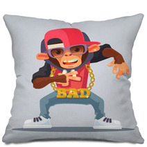 Cool Monkey Rapper Character In Modern Clothes Vector Flat Cartoon Illustration Pillows 137578430