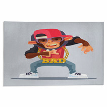 Cool Monkey Rapper Character In Modern Clothes Vector Flat Cartoon Illustration Rugs 137578430