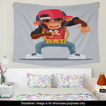 Cool Monkey Rapper Character In Modern Clothes Vector Flat Cartoon Illustration Wall Art 137578430