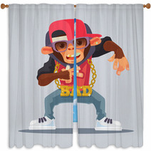 Cool Monkey Rapper Character In Modern Clothes Vector Flat Cartoon Illustration Window Curtains 137578430