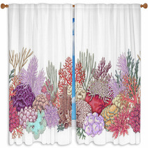 Coral Reef Line Horizontal Pattern Window Curtains 151840180