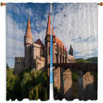 Corvin's (or Hunyadi) Castle In Hunedoara, Romania Window Curtains 49323598