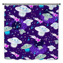 Cosmic Seamless Pattern With Flying Saucers And Black Holes Bath Decor 57264474
