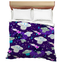 Cosmic Seamless Pattern With Flying Saucers And Black Holes Bedding 57264474