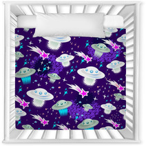 Cosmic Seamless Pattern With Flying Saucers And Black Holes Nursery Decor 57264474
