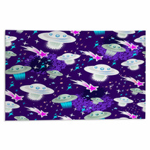 Cosmic Seamless Pattern With Flying Saucers And Black Holes Rugs 57264474