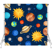 Cosmic Seamless Pattern With Planets Of The Solar System. Backdrops 71542706