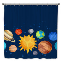 Cosmic Seamless Pattern With Planets Of The Solar System. Bath Decor 71542710