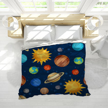 Cosmic Seamless Pattern With Planets Of The Solar System. Bedding 71542706