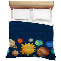 Cosmic Seamless Pattern With Planets Of The Solar System. Bedding 71542710