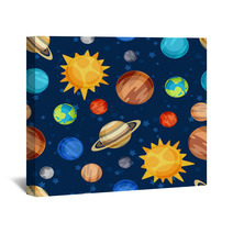Cosmic Seamless Pattern With Planets Of The Solar System. Wall Art 71542706