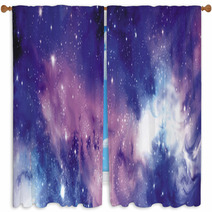 Cosmos Banner With Stars Window Curtains 74367086