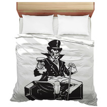 Count Dracula Sitting On The Coffin Halloween Cartoon Vampire Character Bedding 219008382