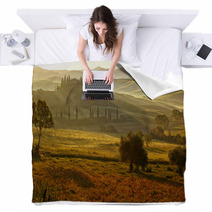 Countryside, San Quirico D`Orcia , Tuscany, Italy Blankets 67952145