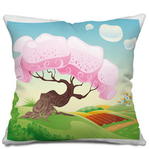 Countryside. Vector And Cartoon Landscape. Pillows 20891296