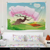 Countryside. Vector And Cartoon Landscape. Wall Art 20891296