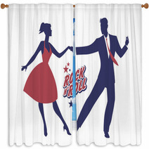 Couple 1950s 50s Rock And Window Curtains 143427785