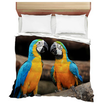 Couple Blue-and-yellow Macaws (Ara Ararauna) Bedding 46957295
