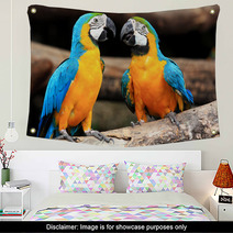 Couple Blue-and-yellow Macaws (Ara Ararauna) Wall Art 46957295