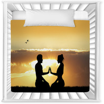 Couple Doing Yoga At Sunset Nursery Decor 101625377