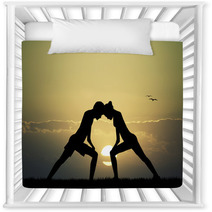 Couple Doing Yoga At Sunset Nursery Decor 67438412