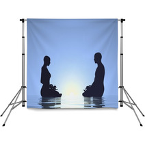 Couple Meditation - 3D Render Backdrops 61455889