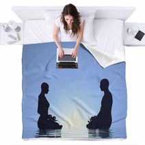 Couple Meditation - 3D Render Blankets 61455889