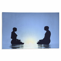 Couple Meditation - 3D Render Rugs 61455889
