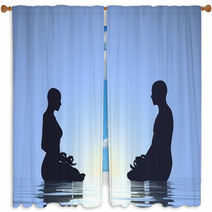 Couple Meditation - 3D Render Window Curtains 61455889