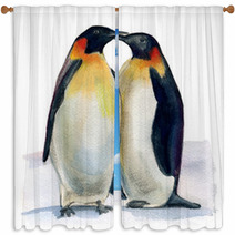 Couple Of Penguins Window Curtains 55220722