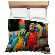 Couple Scarlet Macaw And Blue-and-yellow Macaw (Ara Ararauna Bedding 46957449