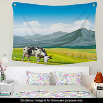 Cow And Green Meadow Wall Art 66630711
