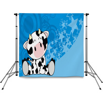Cow Baby Cute Sit Cartoon Background Backdrops 66449152