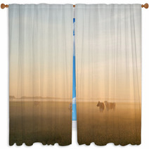 Cow In The Morning Window Curtains 64180532