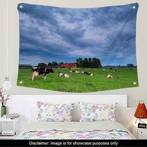 Cow On Pasture During Clouded Morning Wall Art 66332419