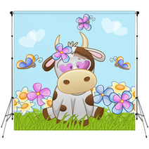 Cow With Flowers Backdrops 67786077