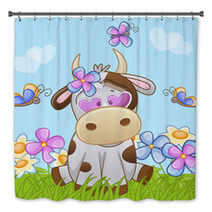 Cow With Flowers Bath Decor 67786077