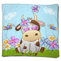 Cow With Flowers Blankets 67786077