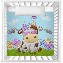 Cow With Flowers Nursery Decor 67786077