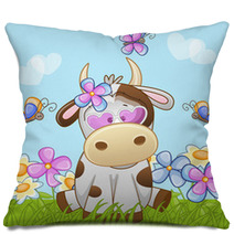 Cow With Flowers Pillows 67786077