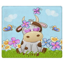 Cow With Flowers Rugs 67786077