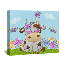 Cow With Flowers Wall Art 67786077