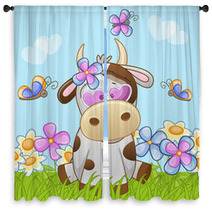 Cow With Flowers Window Curtains 67786077