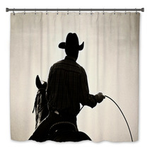 Cowboy At The Rodeo - Shot Backlit Against Dust, Added Grain Bath Decor 3668223