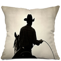 Cowboy At The Rodeo - Shot Backlit Against Dust, Added Grain Pillows 3668223