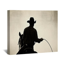 Cowboy At The Rodeo - Shot Backlit Against Dust, Added Grain Wall Art 3668223