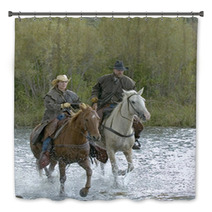 Cowboy,cowgirl Galloping Across River Bath Decor 5553334