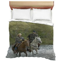 Cowboy,cowgirl Galloping Across River Bedding 5553334