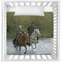 Cowboy,cowgirl Galloping Across River Nursery Decor 5553334