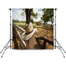 Cowboy Hat, Light Brown Cowboy Hat Hanging On Farm Fence Backdrops 53712180